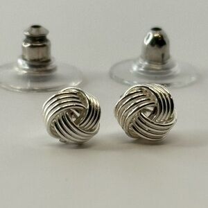 925 Silver Love Knot Stud Earrings